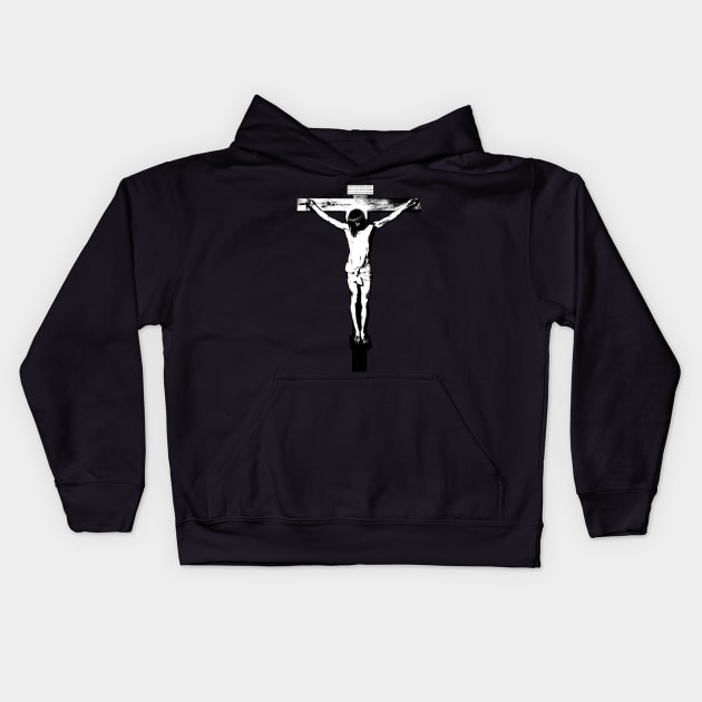 Black and white crucifix Kids Hoodie by Brasilia Catholic